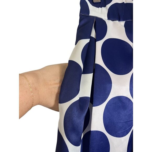 Persun Polka Dot Maxi Skirt 6 Blue Retro Old Money Classic Chic Preppy A Line - Picture 6 of 13